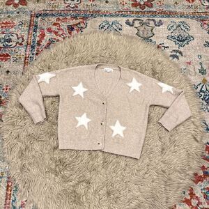 Threaded leaf stars button down cardigan size medium
